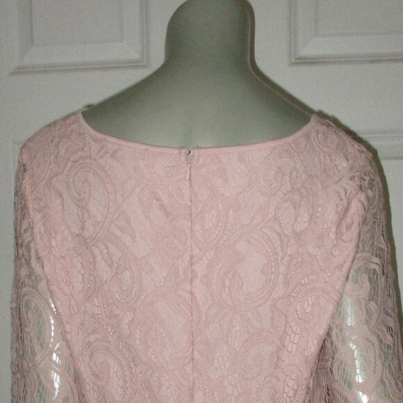 ADRIANNA PAPELL Pink Lace Long Sleeve Blouse - Picture 5 of 6